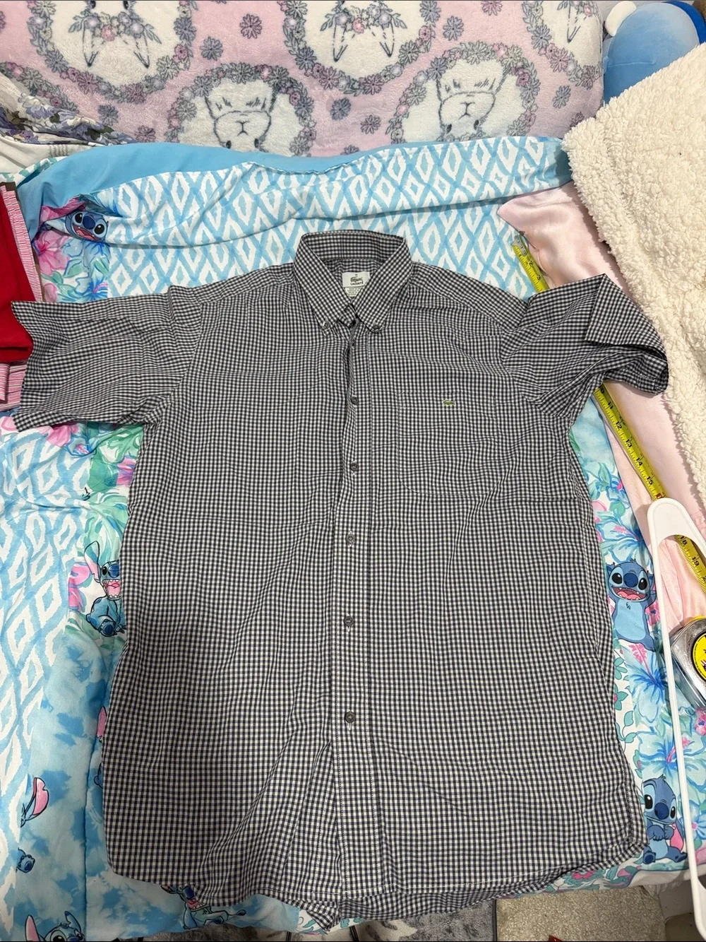 Lacoste Classic Black & White Check Button-Down Men’s Shirt size 38 - Picture 1 of 5